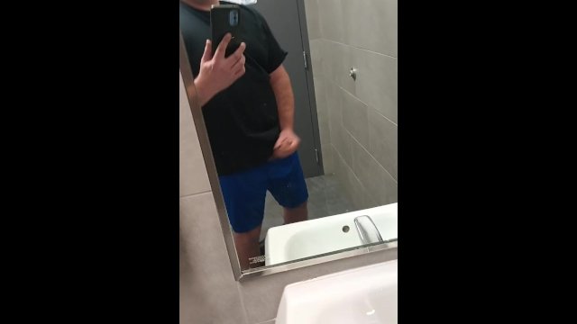 Jerking in work bathroom