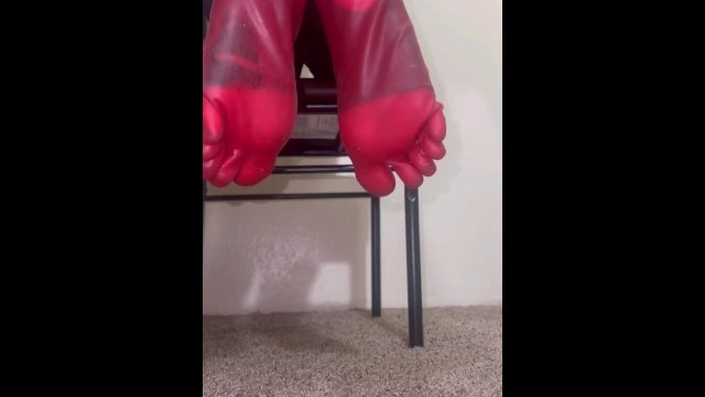 Oiled Red Latex Toe Socks &..