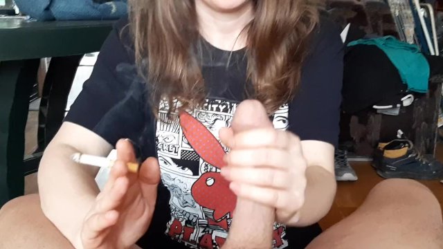 Smoking and handjob