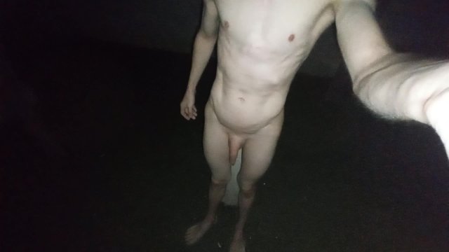 Nude in public and cum