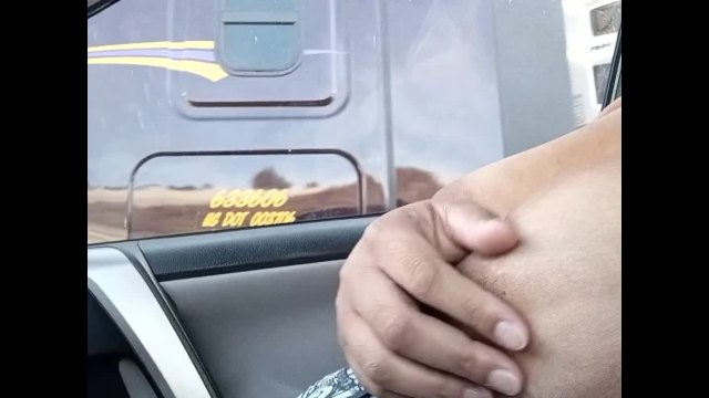 Flashing truck driver my big..
