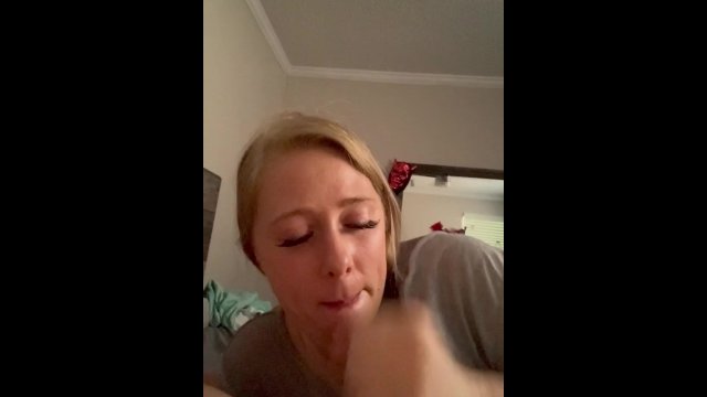 Slut gags and jacks cock..
